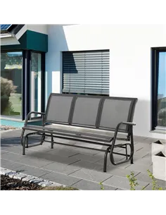 Outsunny 3-Seat Glider Rocking Chair for 3 People Garden Bench Patio Furniture Metal Frame, Grey 2