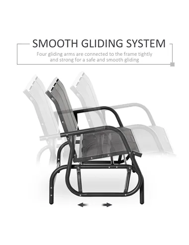 Outsunny 3-Seat Glider Rocking Chair for 3 People Garden Bench Patio Furniture Metal Frame, Grey