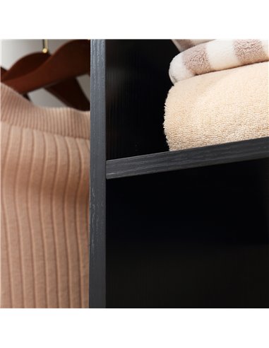 HOMCOM Open Wardrobe Double Mobile Storage Shelves Organizer W/6 Wheels-Black