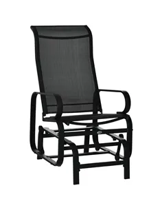 Outsunny Outdoor Gliding Rocking Chair with Sturdy Metal Frame Garden Comfortable Swing Chair, Black