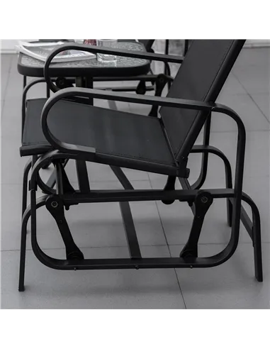 Outsunny Outdoor Gliding Rocking Chair with Sturdy Metal Frame Garden Comfortable Swing Chair, Black