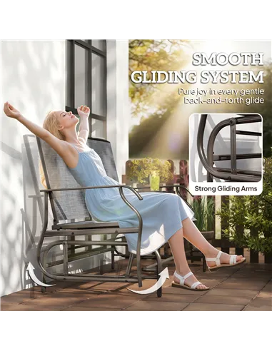 Outsunny 2 Seats Garden Glider Bench, Metal Frame Loveseat with Glass Top  Centre Table, Porch Rocking Glider for 2 Person, for 