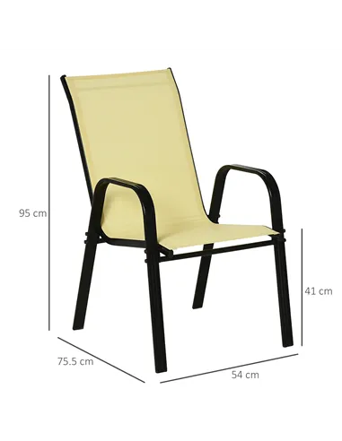 Outsunny Set of Four Stackable Mesh Seat Chairs - Beige