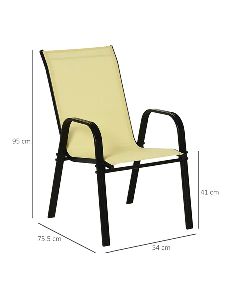 Outsunny Set of Four Stackable Mesh Seat Chairs - Beige