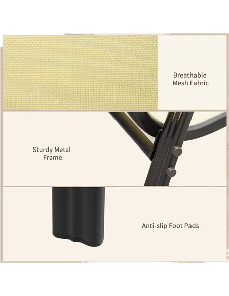 Outsunny Set of Four Stackable Mesh Seat Chairs - Beige