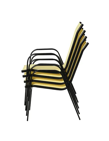 Outsunny Set of Four Stackable Mesh Seat Chairs - Beige