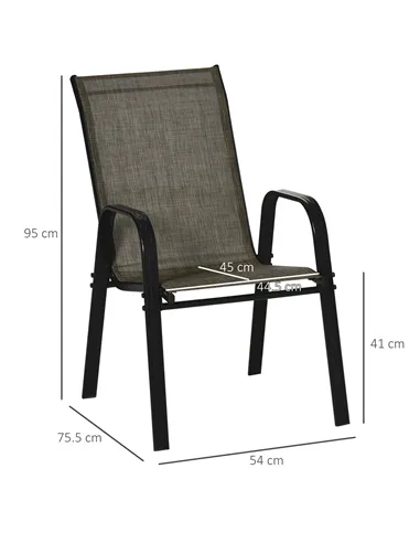 Outsunny Set of Four Stackable Mesh Seat Chairs - Mixed Brown