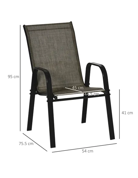 Outsunny Set of Four Stackable Mesh Seat Chairs - Mixed Brown