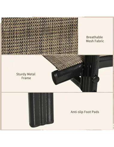 Outsunny Set of Four Stackable Mesh Seat Chairs - Mixed Brown