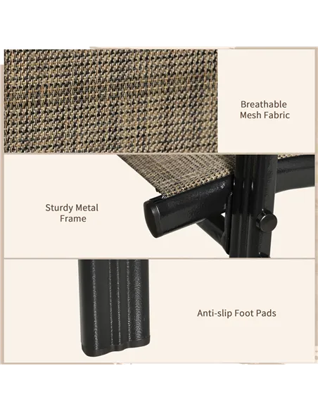 Outsunny Set of Four Stackable Mesh Seat Chairs - Mixed Brown