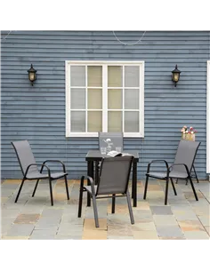 Outsunny Set of Four Stackable Mesh Seat Chairs - Dark Grey 2