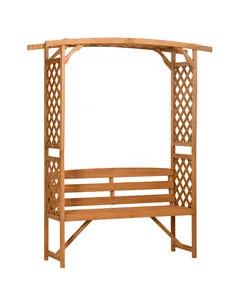 Outsunny Garden Bench, Wooden Garden Arbour with Seat for Vines/Climbing Plants, Brown