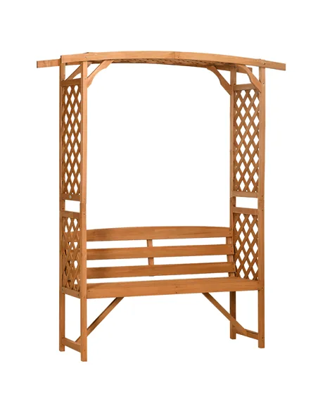 Outsunny Garden Bench, Wooden Garden Arbour with Seat for Vines/Climbing Plants, Brown