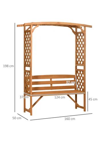 Outsunny Garden Bench, Wooden Garden Arbour with Seat for Vines/Climbing Plants, Brown