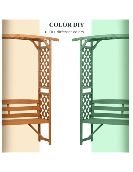 Outsunny Garden Bench, Wooden Garden Arbour with Seat for Vines/Climbing Plants, Brown