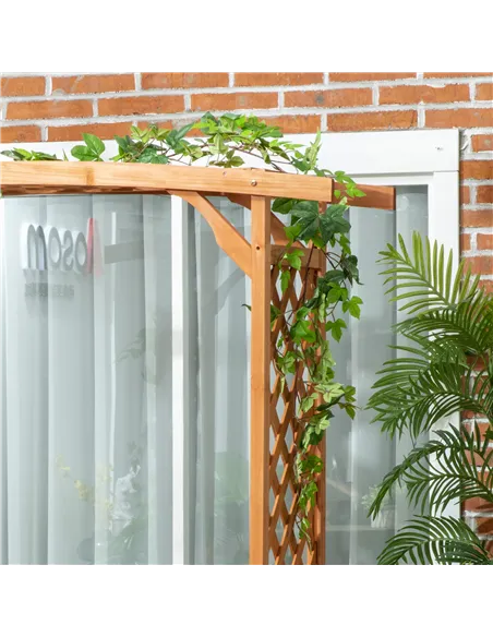 Outsunny Garden Bench, Wooden Garden Arbour with Seat for Vines/Climbing Plants, Brown