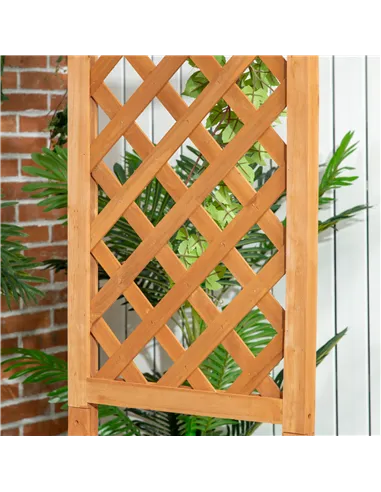 Outsunny Garden Bench, Wooden Garden Arbour with Seat for Vines/Climbing Plants, Brown