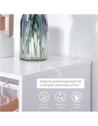 HOMCOM Open Wardrobe on Wheels, Bedroom Wardrobe with Clothes Hanging Rail, 2 Storage Shelves, Mobile Garment Rack for Cloakroom