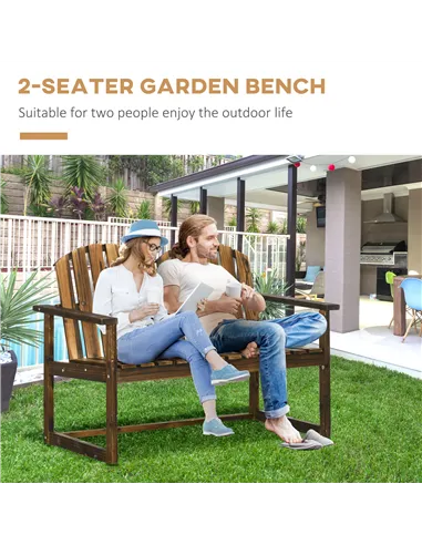 Outsunny Outdoor Wooden Garden Bench, Patio Loveseat Chair with Slatted Backrest and Smooth Armrests for Two People, for Yard, L