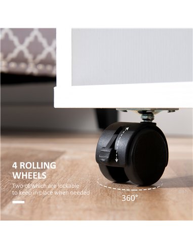 HOMCOM Open Wardrobe on Wheels, Bedroom Wardrobe with Clothes Hanging Rail, 2 Storage Shelves, Mobile Garment Rack for Cloakroom