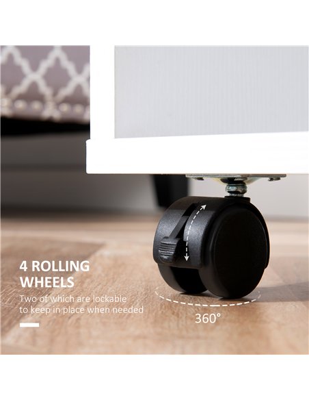 HOMCOM Open Wardrobe on Wheels, Bedroom Wardrobe with Clothes Hanging Rail, 2 Storage Shelves, Mobile Garment Rack for Cloakroom