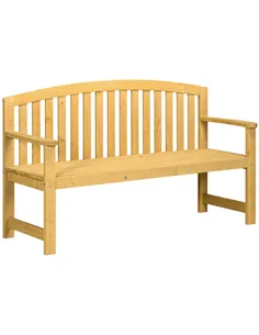 Outsunny 2 Seater Wooden Garden Bench with Armrest, Outdoor Furniture Chair for Park, Balcony, Orange