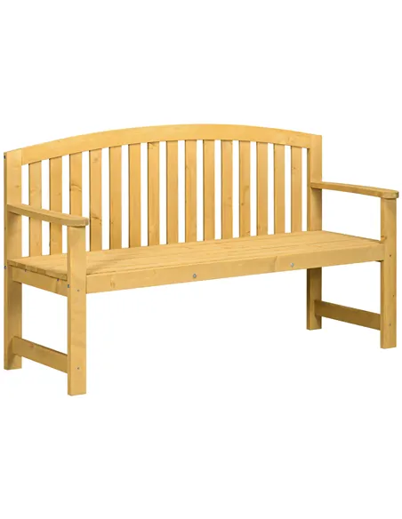 Outsunny 2 Seater Wooden Garden Bench with Armrest, Outdoor Furniture Chair for Park, Balcony, Orange