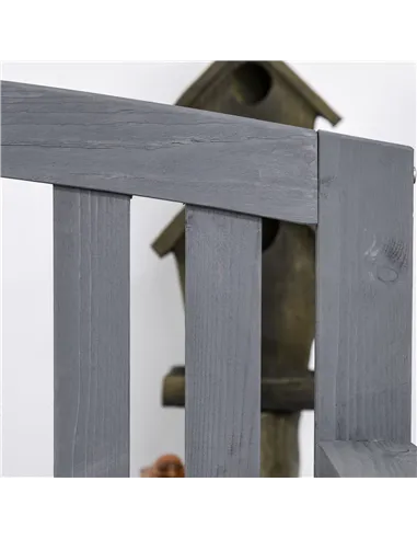 Outsunny 2 Seater Wooden Garden Bench with Armrest, Outdoor Furniture Chair for Park, Balcony, Grey