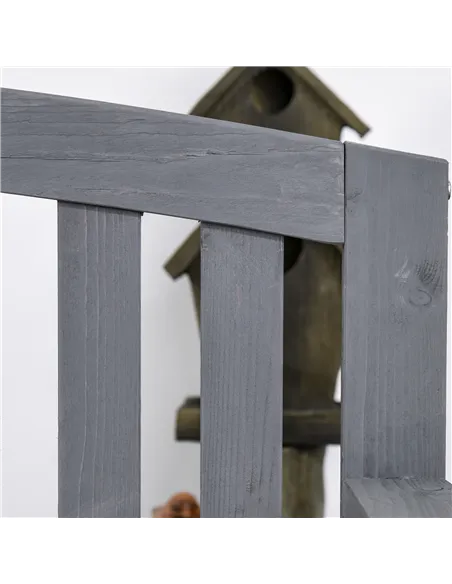 Outsunny 2 Seater Wooden Garden Bench with Armrest, Outdoor Furniture Chair for Park, Balcony, Grey