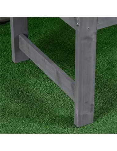 Outsunny 2 Seater Wooden Garden Bench with Armrest, Outdoor Furniture Chair for Park, Balcony, Grey