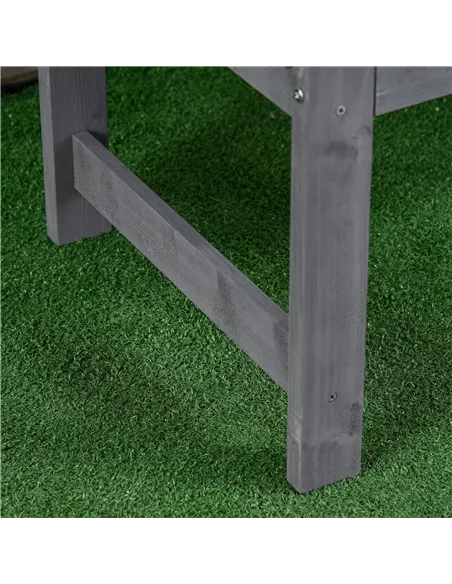 Outsunny 2 Seater Wooden Garden Bench with Armrest, Outdoor Furniture Chair for Park, Balcony, Grey