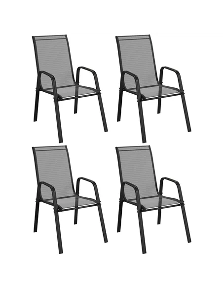 Outsunny Set of Four Stackable Mesh Seat Chairs - Black