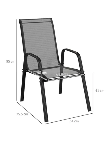 Outsunny Set of Four Stackable Mesh Seat Chairs - Black