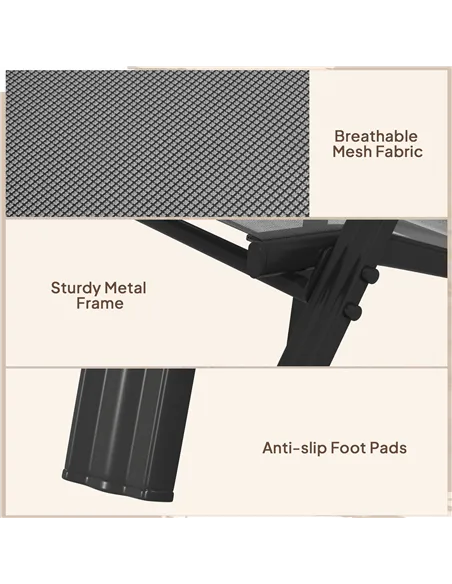 Outsunny Set of Four Stackable Mesh Seat Chairs - Black