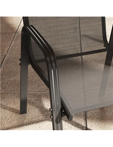 Outsunny Set of Four Stackable Mesh Seat Chairs - Black