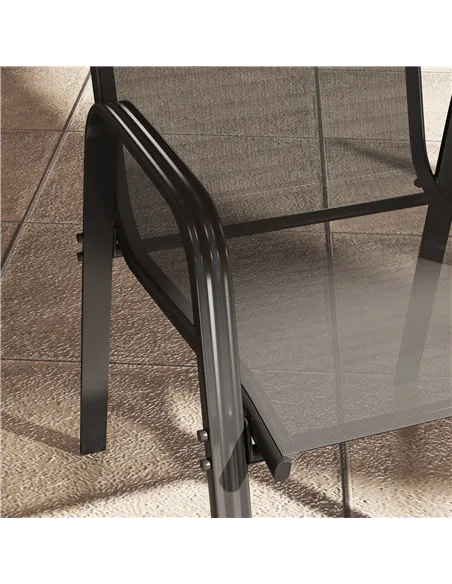 Outsunny Set of Four Stackable Mesh Seat Chairs - Black