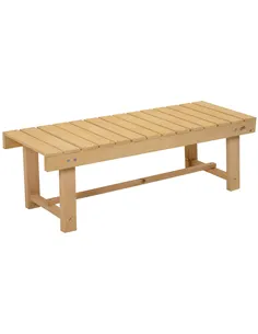 Outsunny 3 Pieces 2-seater Outdoor Indoor Wooden Garden Bench Fir Patio Loveseat, 110L x 38W x 35Hcm, Natural