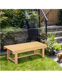 Outsunny 3 Pieces 2-seater Outdoor Indoor Wooden Garden Bench Fir Patio Loveseat, 110L x 38W x 35Hcm, Natural 2