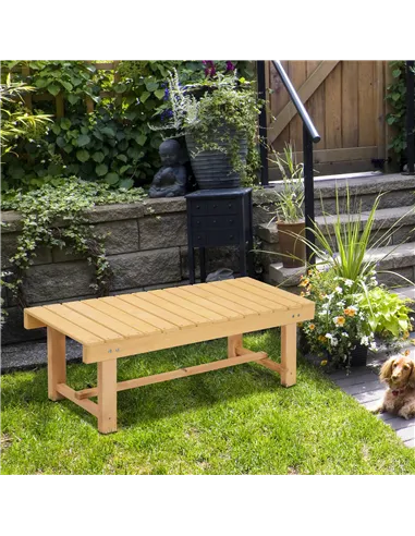 Outsunny 3 Pieces 2-seater Outdoor Indoor Wooden Garden Bench Fir Patio Loveseat, 110L x 38W x 35Hcm, Natural