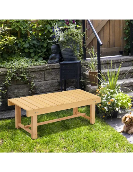 Outsunny 3 Pieces 2-seater Outdoor Indoor Wooden Garden Bench Fir Patio Loveseat, 110L x 38W x 35Hcm, Natural