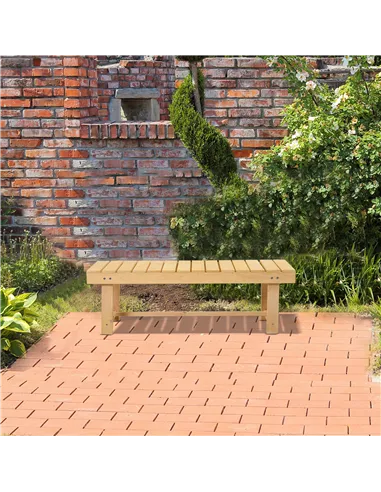 Outsunny 3 Pieces 2-seater Outdoor Indoor Wooden Garden Bench Fir Patio Loveseat, 110L x 38W x 35Hcm, Natural