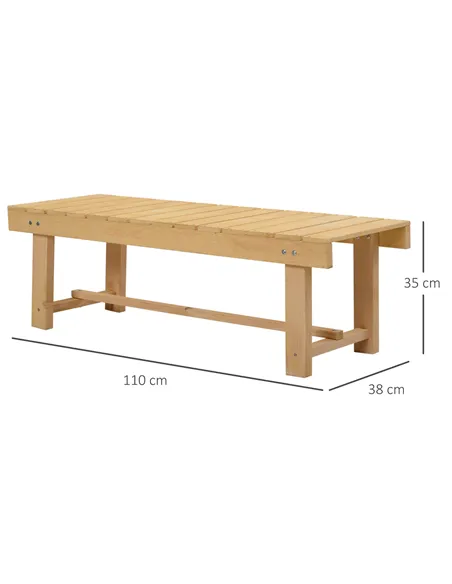 Outsunny 5 Pieces 2-seater Outdoor Indoor Wooden Garden Bench Fir Patio Loveseat, 110L x 38W x 35Hcm, Natural