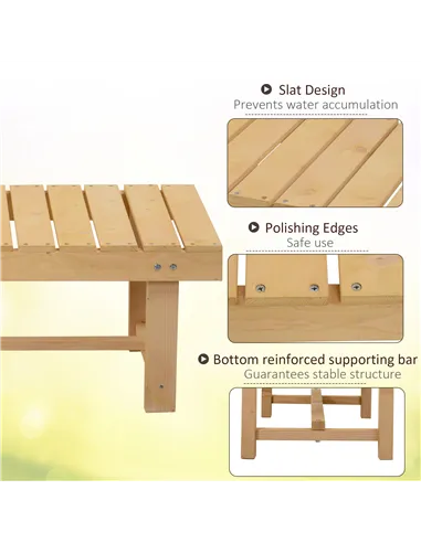 Outsunny 5 Pieces 2-seater Outdoor Indoor Wooden Garden Bench Fir Patio Loveseat, 110L x 38W x 35Hcm, Natural