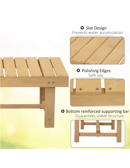 Outsunny 5 Pieces 2-seater Outdoor Indoor Wooden Garden Bench Fir Patio Loveseat, 110L x 38W x 35Hcm, Natural
