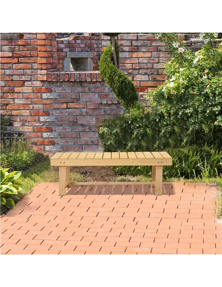 Outsunny 5 Pieces 2-seater Outdoor Indoor Wooden Garden Bench Fir Patio Loveseat, 110L x 38W x 35Hcm, Natural