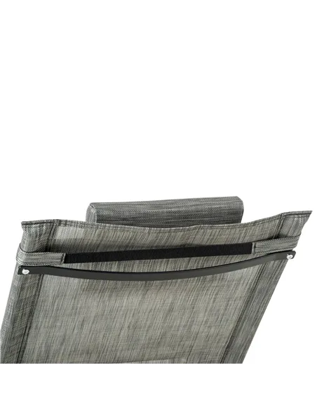 Outsunny 2PCs Outdoor Garden Rocking Chair, Patio Sun Lounger Rocker Chair with Breathable Mesh Fabric, Removable Headrest Pillo