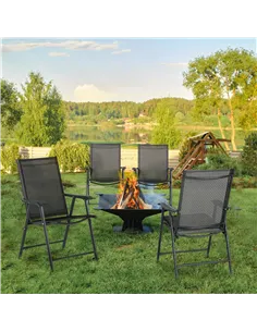 Outsunny Set of 4 Folding Garden Chairs, Metal Frame Garden Chairs Outdoor Patio Park Dining Seat with Breathable Mesh Seat, Bla 2