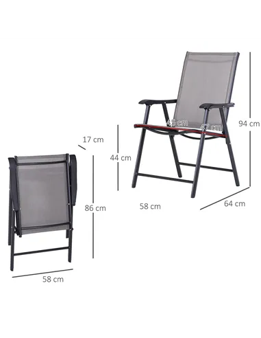 Outsunny Set of Six Folding Garden Chairs - Grey