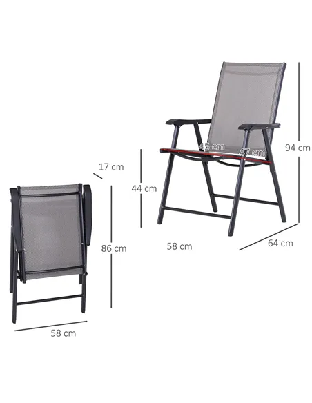 Outsunny Set of Six Folding Garden Chairs - Grey
