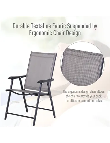 Outsunny Set of Six Folding Garden Chairs - Grey